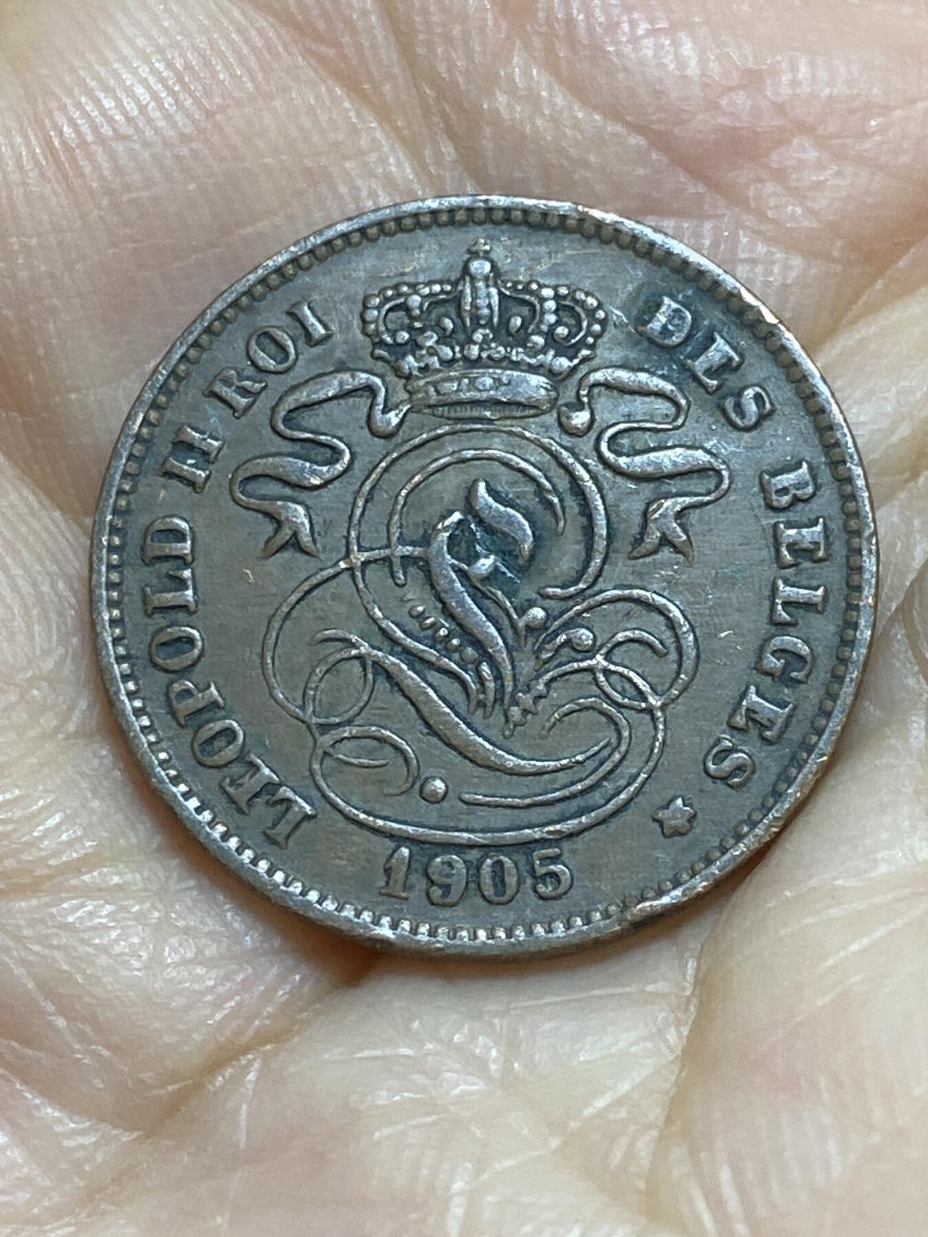 2025年第九十五场(总第一百二十一场）外国好品散币(免佣金) 好品–比利时🇧🇪1905年2分(利奥波德二世时期，第二版)