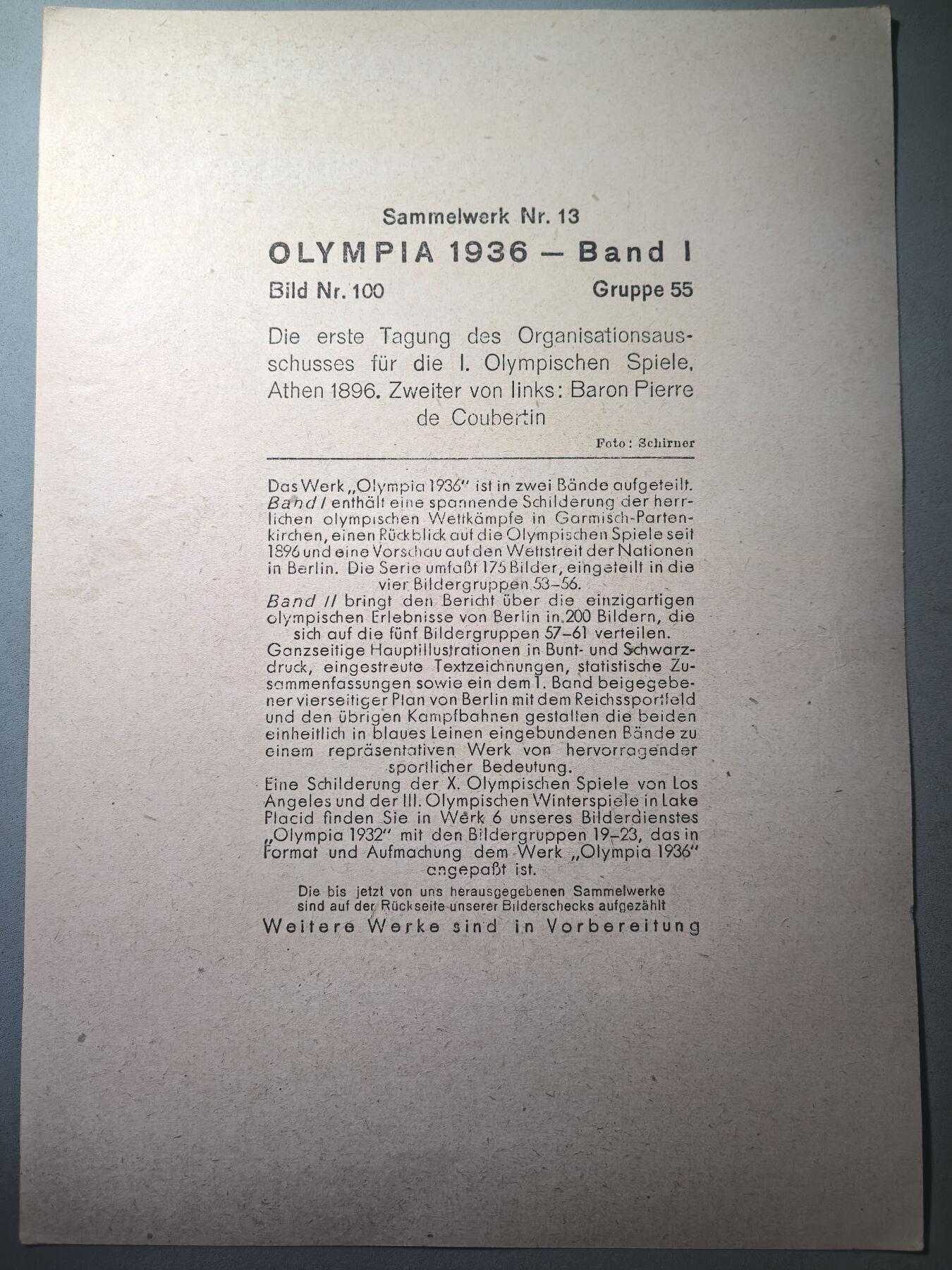 盛世勋华——号角文化勋章邮票专场拍卖第280期 德国（1939）1936年柏林奥运会大尺寸宣传照片 第一届奥运会（雅典1896年）组织委员会的首次会议。左数第二位：皮埃尔·德·顾拜旦男爵