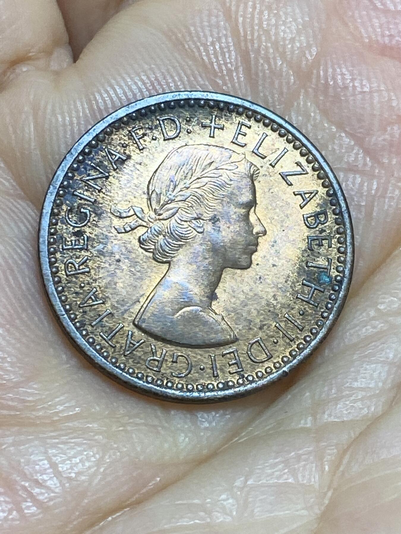 2025年第九十五场(总第一百二十一场）外国好品散币(免佣金) 英国🇬🇧1955年1法新(伊丽莎白二世青年桂冠，第二版仅发行3年)