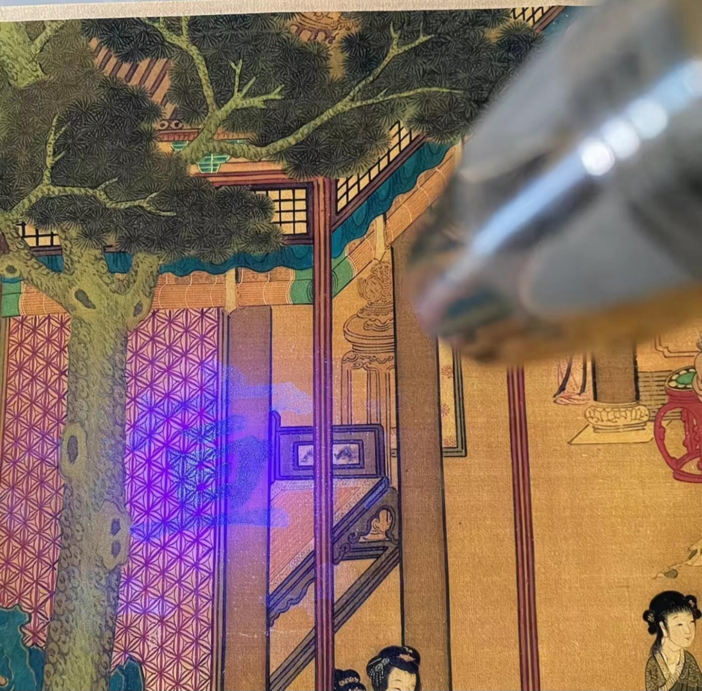 听雨轩 名人书画卷轴 仇英百美图 蓝光防伪 荣宣斋字画收藏220/30cm