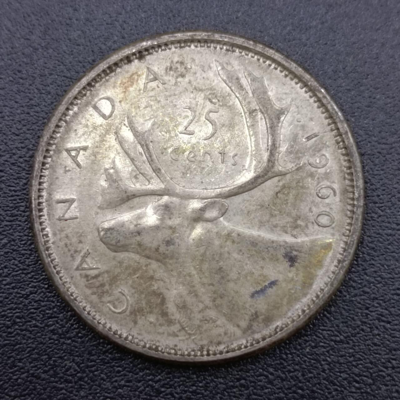 【淘币小摊】限时拍第七百五十二拍  小银币场 满百包邮可预留两周  周一统一发货  加拿大1960年伊丽莎白二世25分银币