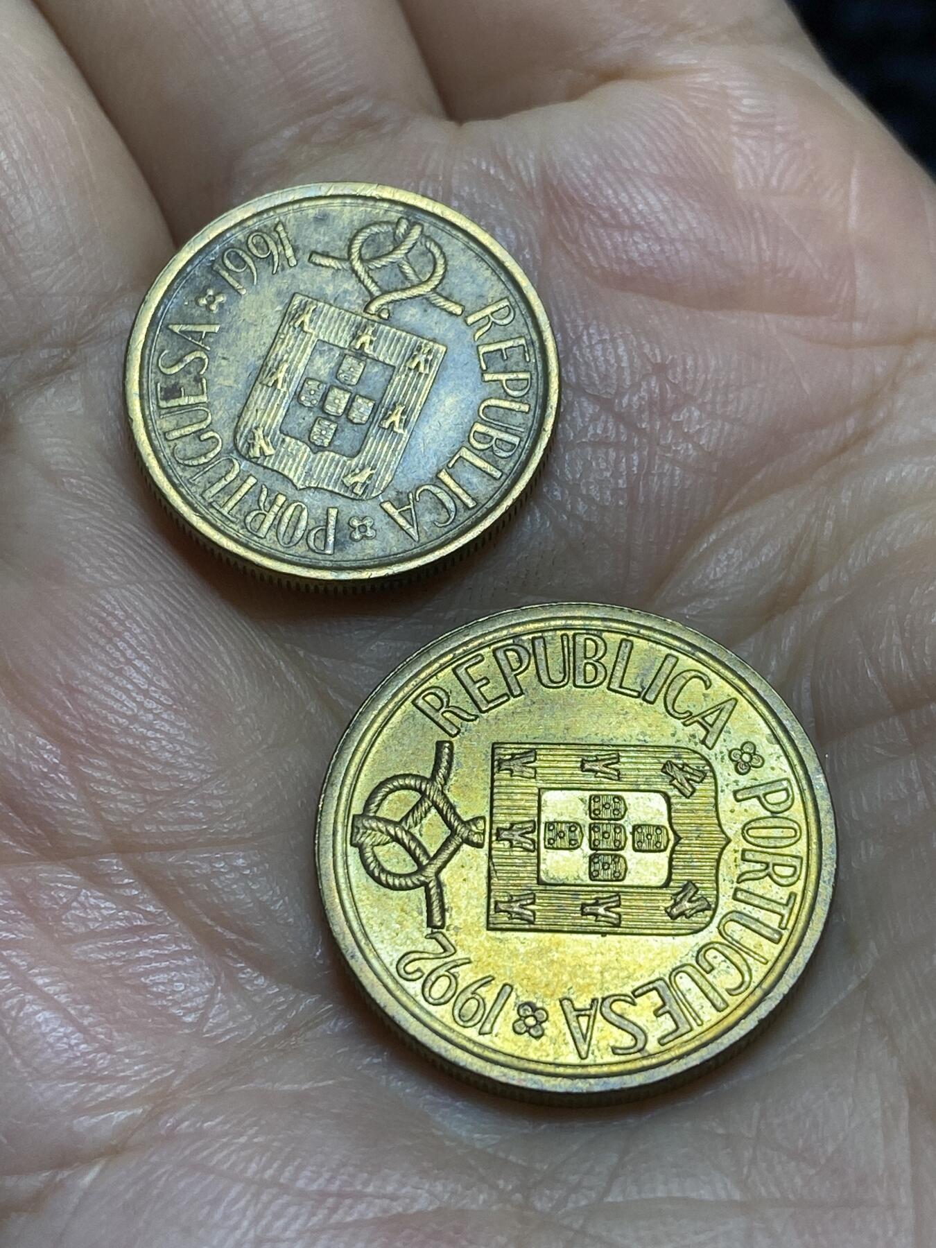 2025年第九十五场(总第一百二十一场）外国好品散币(免佣金) 葡萄牙🇵🇹2枚：1997年5埃斯库多，1992年10埃斯库多