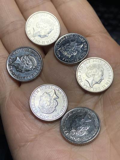2025年第九十五场(总第一百二十一场）外国好品散币(免佣金) - 原光好品–英国🇬🇧5便士6枚(伊丽莎白二世老年，盾徽拼图第二版)