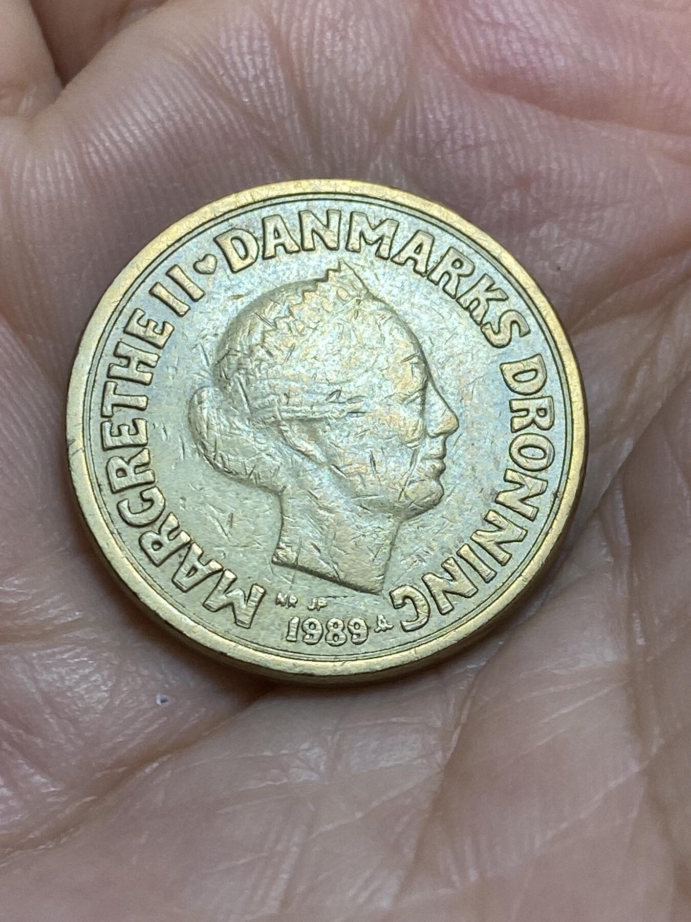 2025年第九十五场(总第一百二十一场）外国好品散币(免佣金) 丹麦🇩🇰1989单年份10克朗(玛格丽特二世时期，NR; JP; A版)