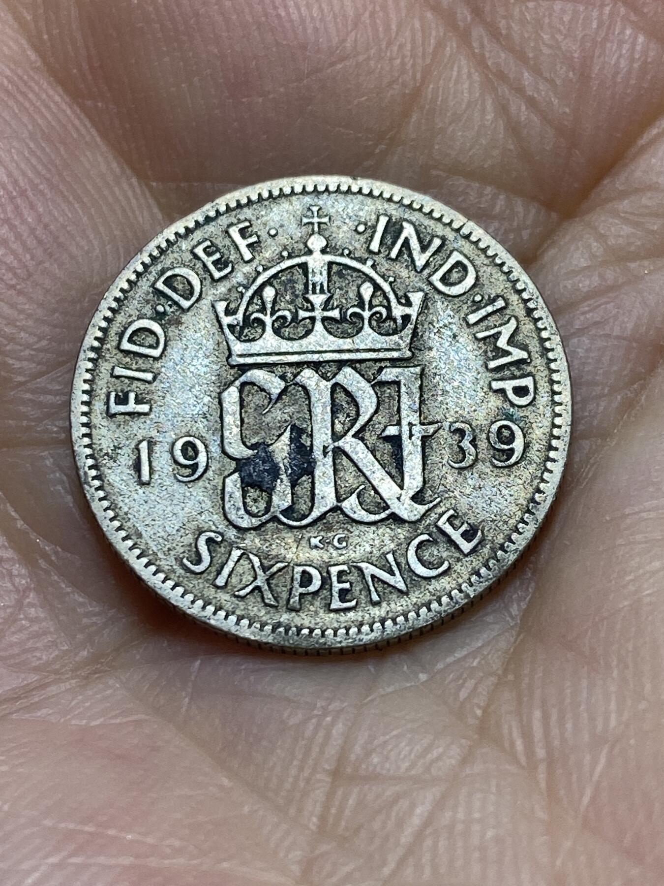 2025年第九十五场(总第一百二十一场）外国好品散币(免佣金) 英国🇬🇧1939年6便士银币(乔治六世第一版，500银)