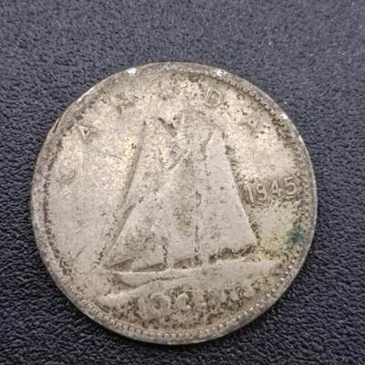 【淘币小摊】限时拍第七百五十二拍  小银币场 满百包邮可预留两周  周一统一发货  - 加拿大1945年乔治六世10分银币