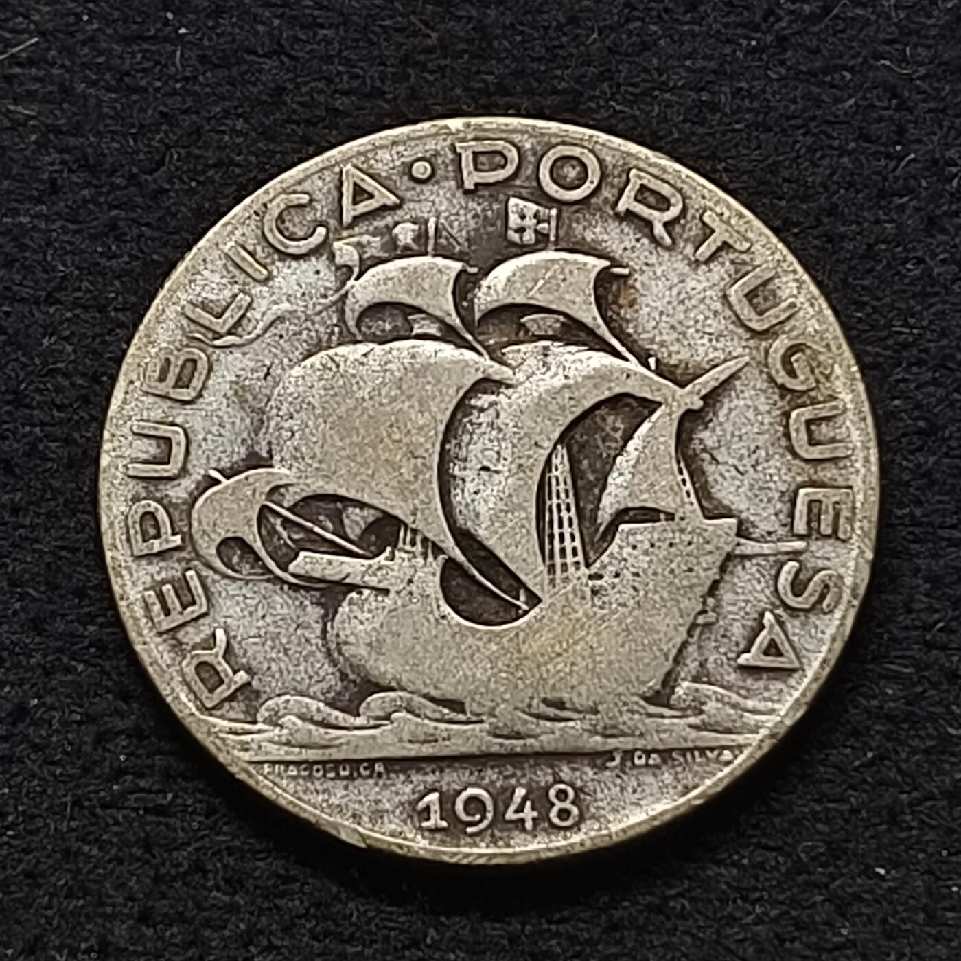 【全场包邮】纯粹捡漏拍462场 葡萄牙1948年5埃斯库多银币