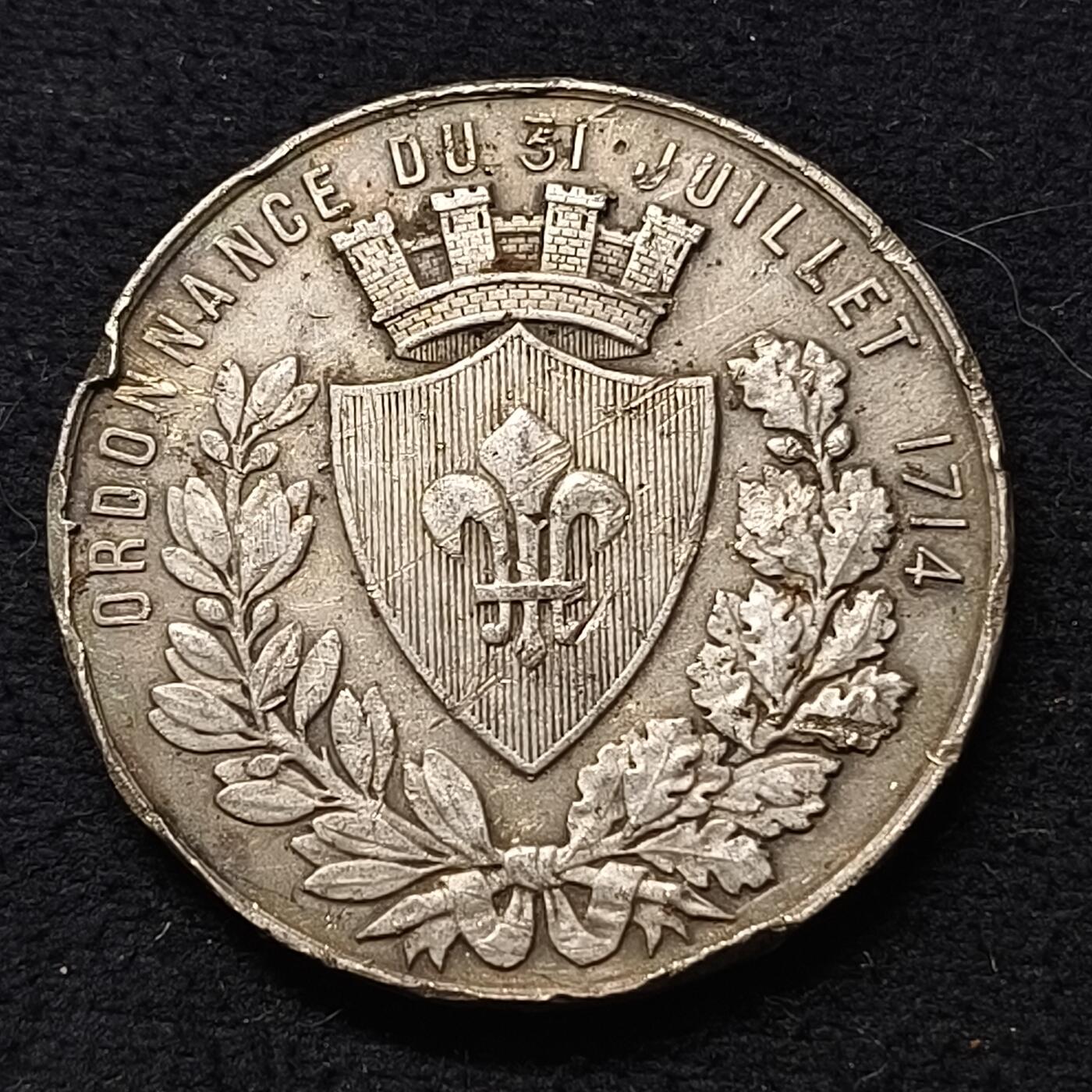 【全场包邮】纯粹捡漏拍463场-大量精品持续更新 【银章】法国里尔商会纪念1714年法令纪念银章