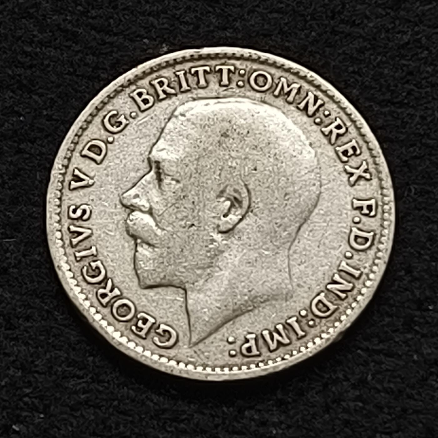 【全场包邮】纯粹捡漏拍462场 英国1918年乔治五世3便士银币
