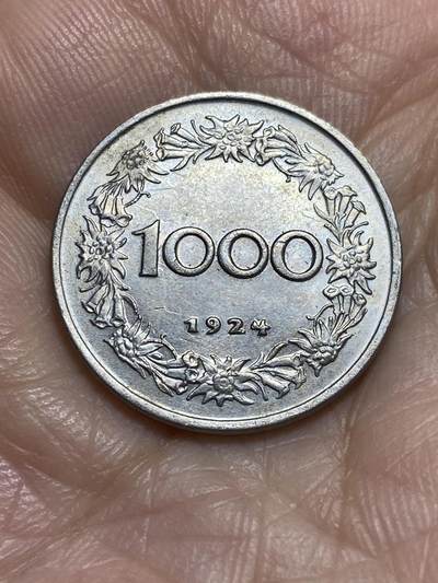 2025年第九十五场(总第一百二十一场）外国好品散币(免佣金) - 奥地利🇦🇹1924单年份1000克朗(二战前共和国时期第一套最大面值)