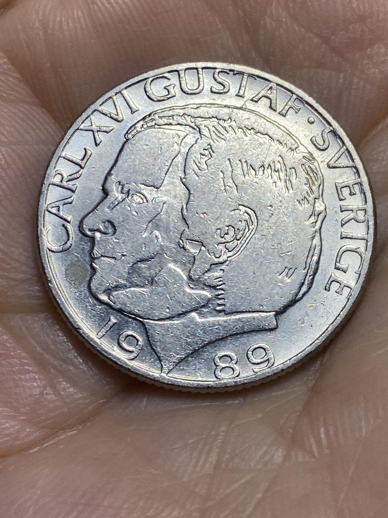2025年第九十五场(总第一百二十一场）外国好品散币(免佣金) 瑞典🇸🇪1989年1克朗(卡尔十六世古斯塔夫，第二版，D标)