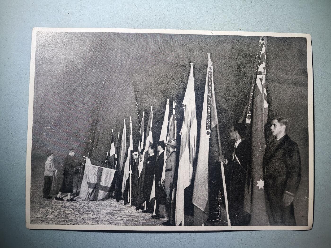 盛世勋华——号角文化勋章邮票专场拍卖第280期 德国（1939）1936年柏林奥运会大尺寸宣传照片 奥运旗帜正在被装饰：第四届冬季奥运会上28个国家的每一面旗帜都将获得一个纪念环——并且每次都会响起一声礼炮