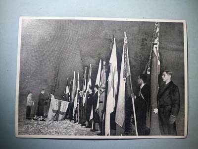盛世勋华——号角文化勋章邮票专场拍卖第280期 - 德国（1939）1936年柏林奥运会大尺寸宣传照片 奥运旗帜正在被装饰：第四届冬季奥运会上28个国家的每一面旗帜都将获得一个纪念环——并且每次都会响起一声礼炮