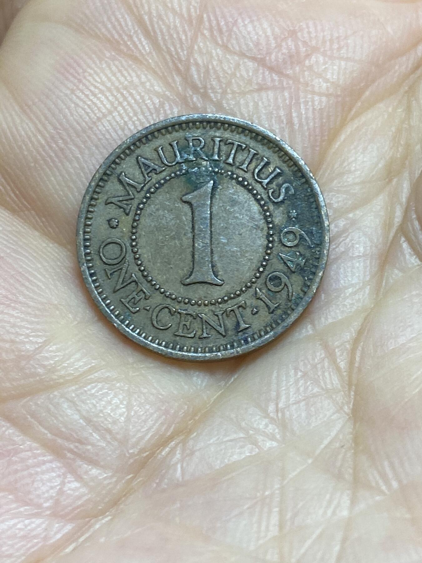 2025年第九十五场(总第一百二十一场）外国好品散币(免佣金) 英属毛里求斯1949年1分(乔治六世第二版，首发年仅发行2年)