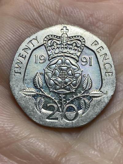2025年第九十五场(总第一百二十一场）外国好品散币(免佣金) - 英国🇬🇧1991年20便士(伊丽莎白二世中年高冠)