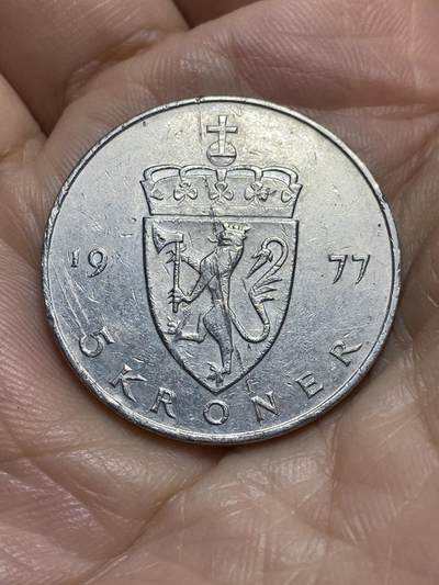 2025年第九十五场(总第一百二十一场）外国好品散币(免佣金) - 挪威🇳🇴1977年5克朗(奥拉夫五世时期，第二版)