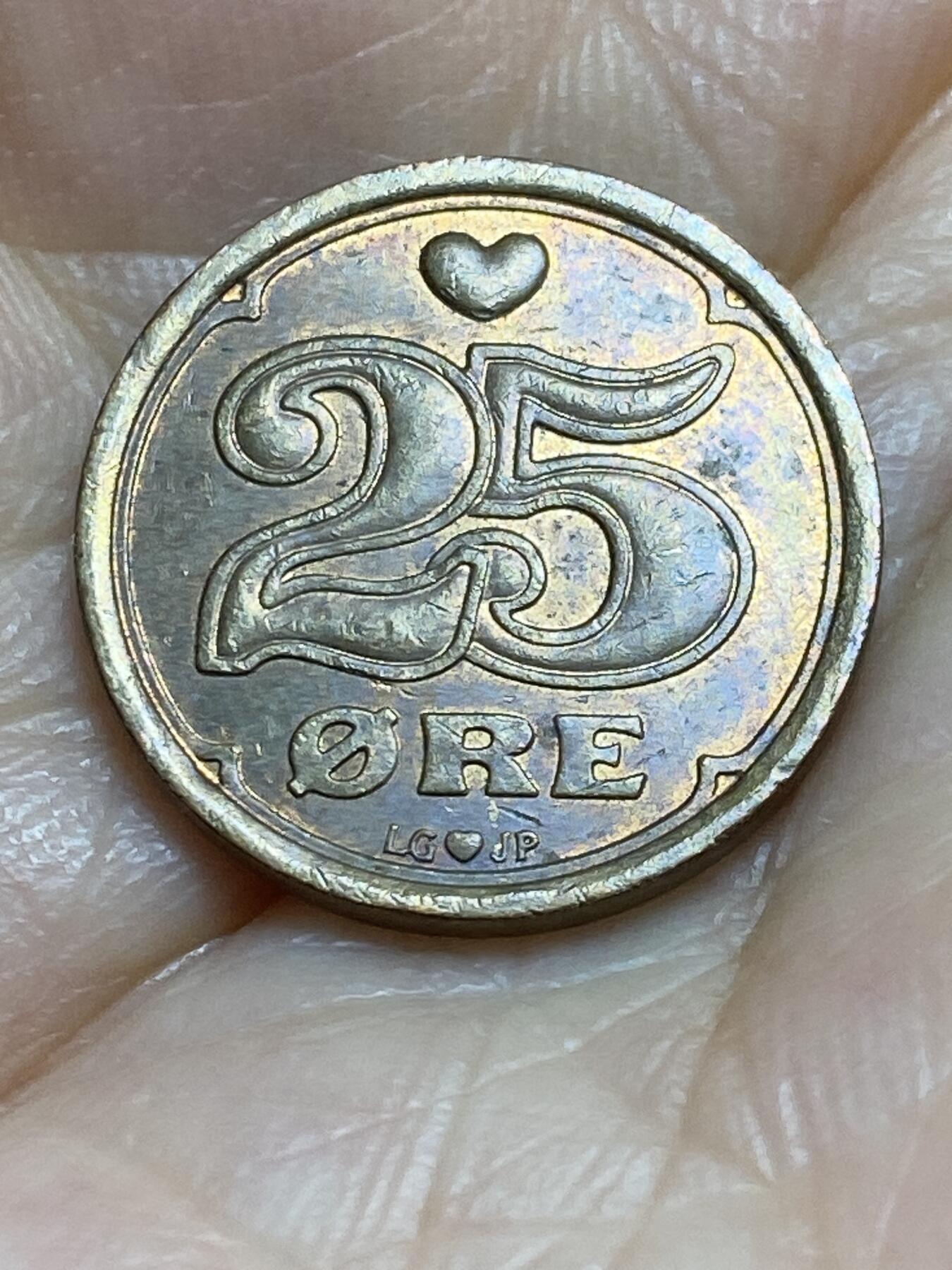 2025年第九十五场(总第一百二十一场）外国好品散币(免佣金) 丹麦🇩🇰1990年25欧尔(玛格丽特二世时期，LG; JP; A版，首发年)