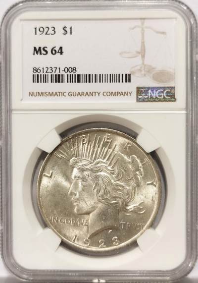 博洋堂“良辰美钰”中秋国庆双节精品专场暨第141期（全场包邮） - NGC MS64 美国1923年和平银币，卷拆极品，光度极佳，银光闪烁。