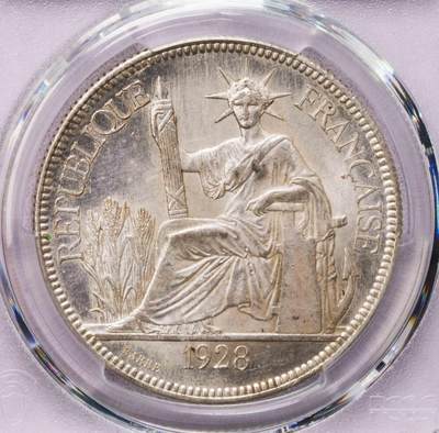 PCGS-MS62 1928印支坐洋 五珍之一收官年份 - PCGS-MS62 1928印支坐洋 五珍之一收官年份