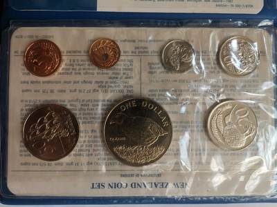 巨藏钱币首秀-古今中外钱币套装专场 新西兰1982年硬币7枚套含1元大镍币原册