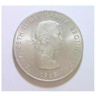 【旋风钱币】10月4日19:00准时开拍 精美欧洲币章 第三帝国货币等 全场包邮！ 英国1965年二战首相丘吉尔米字旗彩色纪念币章 40MM