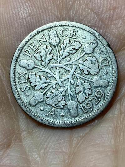 2025年第九十六场(总第一百二十二场）外国好品散币(免佣金) - 英国🇬🇧1929年6便士银币(乔治五世第五版，500银)