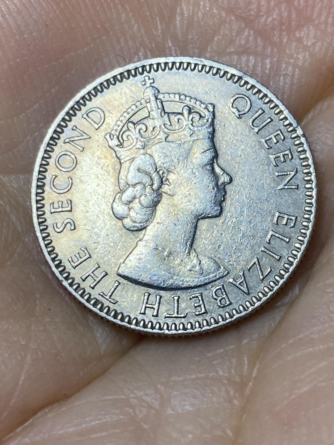 2025年第九十六场(总第一百二十二场）外国好品散币(免佣金) 英属毛里求斯1971年1/4卢比(伊丽莎白二世青年带冠)
