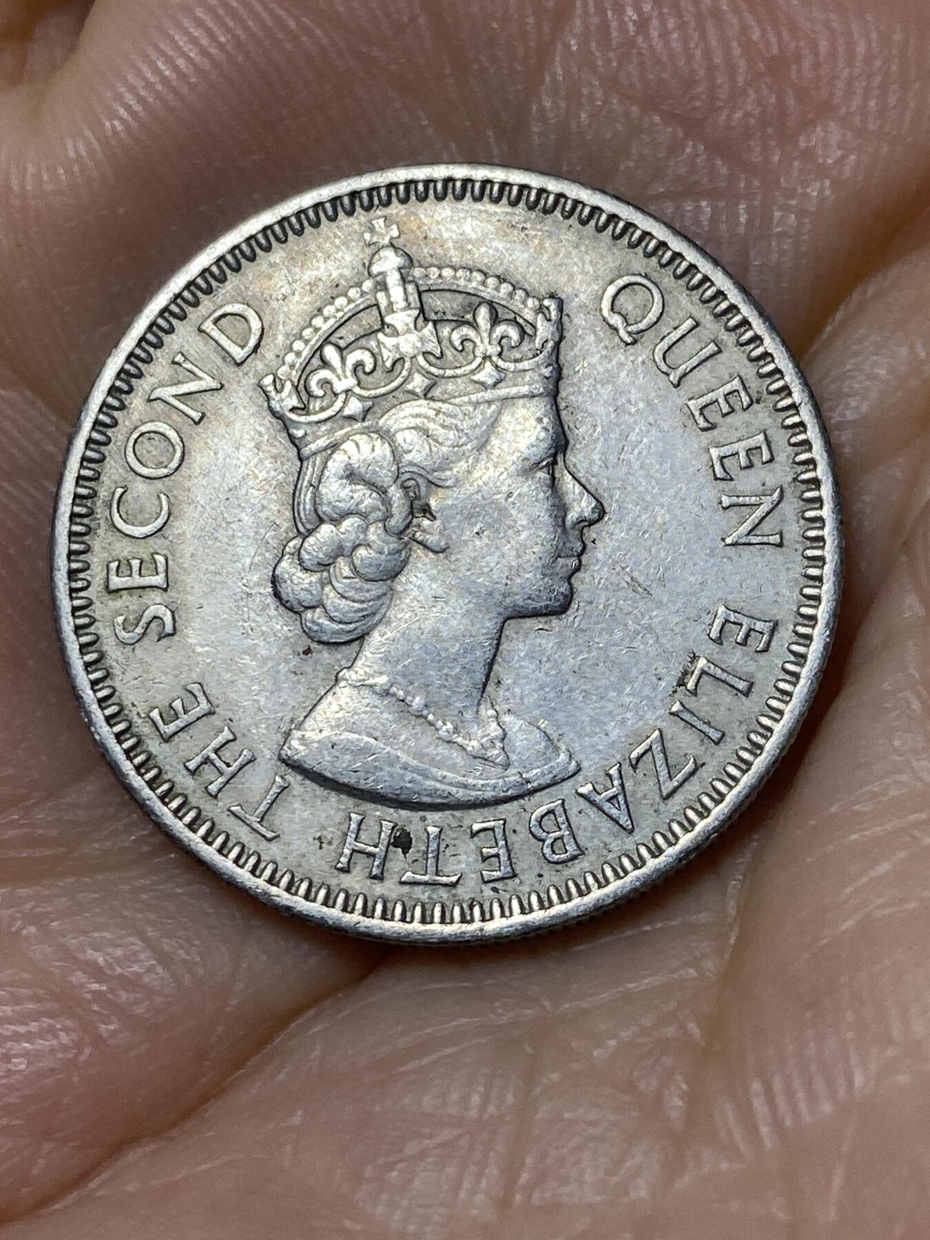 2025年第九十六场(总第一百二十二场）外国好品散币(免佣金) 英属加勒比领地1955年25分(伊丽莎白二世青年带冠，首发年)