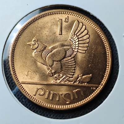 KK钱币收藏小铺 第348场 2月预留时间 周末发货 -  1968爱尔兰1便士 母鸡铜币 好品