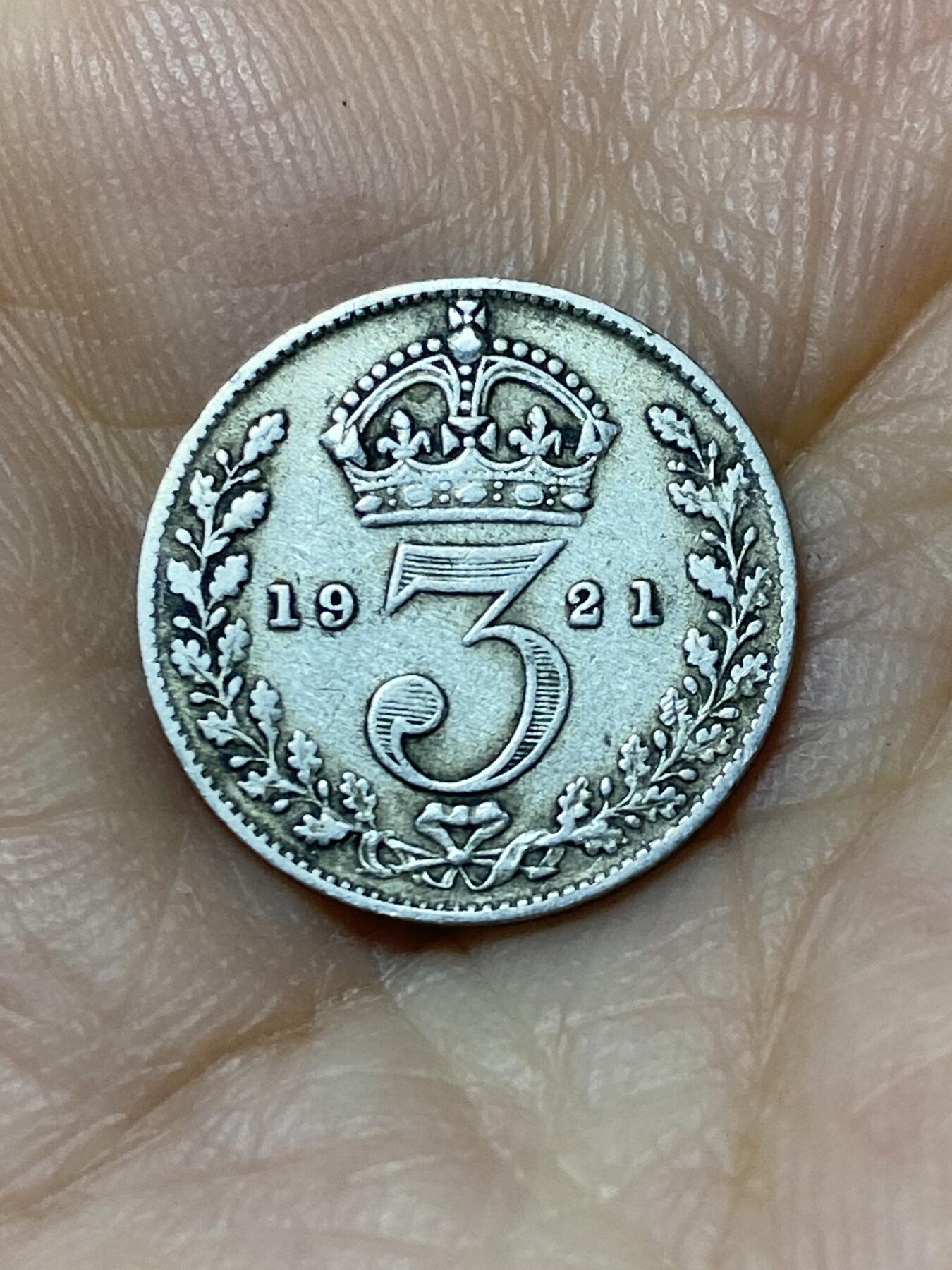 2025年第九十六场(总第一百二十二场）外国好品散币(免佣金) 英国🇬🇧1921年3便士银币(乔治五世第二版，500银)