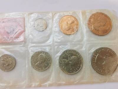 巨藏钱币首秀-古今中外钱币套装专场 新西兰1965年硬币7枚套12进制末版年原封清年份-红