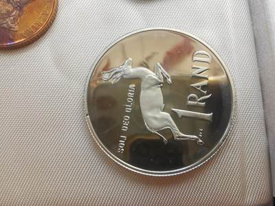 巨藏钱币首秀-古今中外钱币套装专场 南非1985年精制套币含1兰特2枚银币-官版带盒子