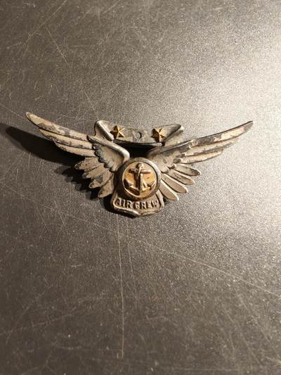老王徽章第151期 - 美国海军航空兵战斗机组人员技能章 二战时期横针版 全尺寸1.75英寸 925银   