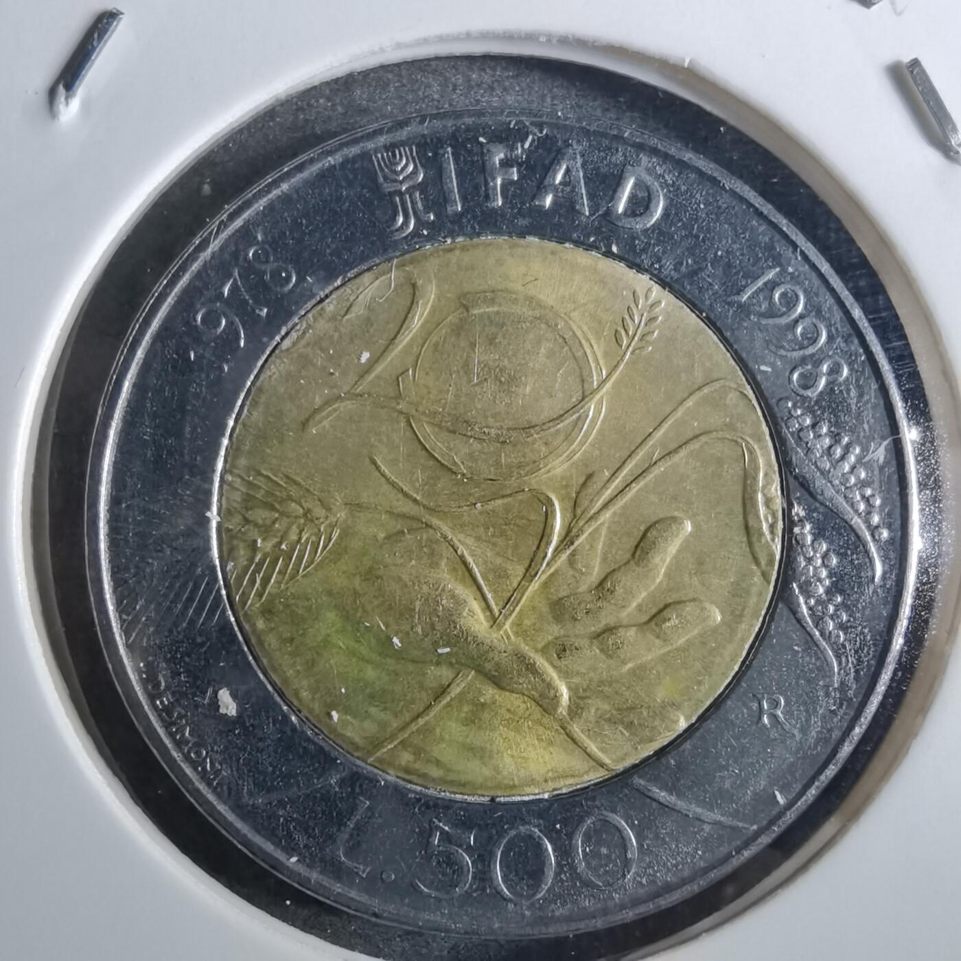 沼泽如烟--第849场 意大利1998年500里拉纪念币