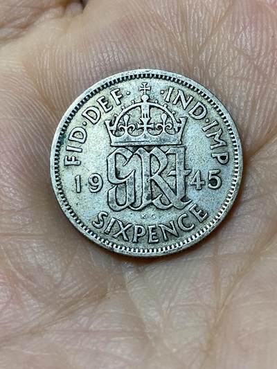 2025年第九十六场(总第一百二十二场）外国好品散币(免佣金) - 英国🇬🇧1945年6便士银币(乔治六世第一版，500银)
