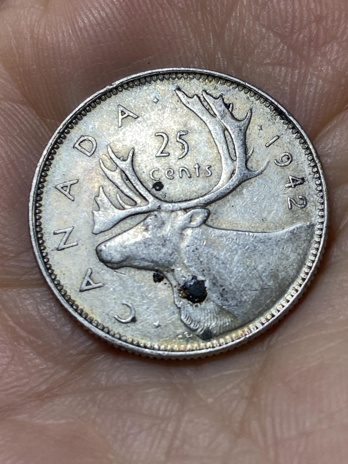 2025年第九十六场(总第一百二十二场）外国好品散币(免佣金) 加拿大🇨🇦1942年25分银币(乔治六世第一版，800高银)