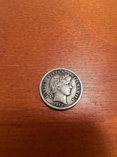 长老汇蛇年精选第五十二场拍卖 - 1912D美国巴伯10美分银币，好品，克书60分120美金