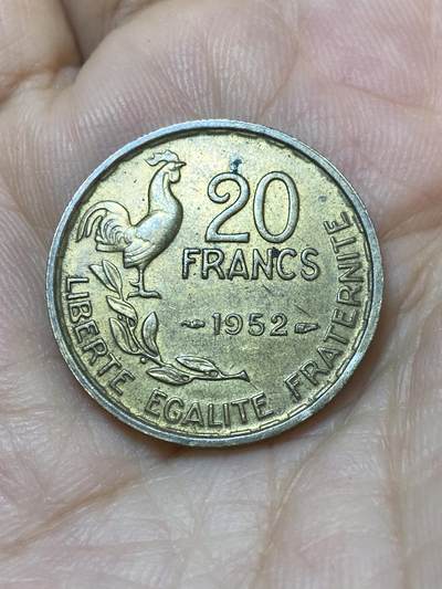 2025年第九十六场(总第一百二十二场）外国好品散币(免佣金) - 法兰西第三共和国1952年20法郎