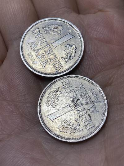 2025年第九十六场(总第一百二十二场）外国好品散币(免佣金) - 德国🇩🇪2枚：1971年1978年1德国马克(D标，慕尼黑造)