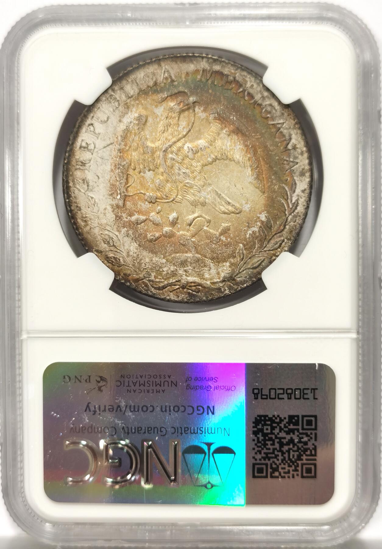 博洋堂“良辰美钰”中秋国庆双节精品专场暨第141期（全场包邮） NGC MS61 墨西哥1896/1年GO/AS RS/ML花边鹰洋，罕见年份、厂别、鉴定师三骑字版，极美五彩包浆