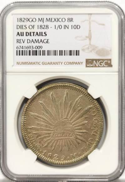 博洋堂“良辰美钰”中秋国庆双节精品专场暨第141期（全场包邮） - NGC AUD 墨西哥1829年GO MJ版花边鹰洋，1828年鹰型，早期鹰，全深打，厚重旋转机铸纹