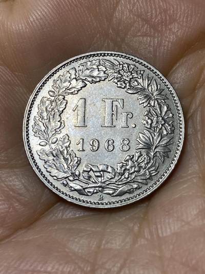2025年第九十六场(总第一百二十二场）外国好品散币(免佣金) - 瑞士🇨🇭1968年1法郎(B标，伯尔尼造)