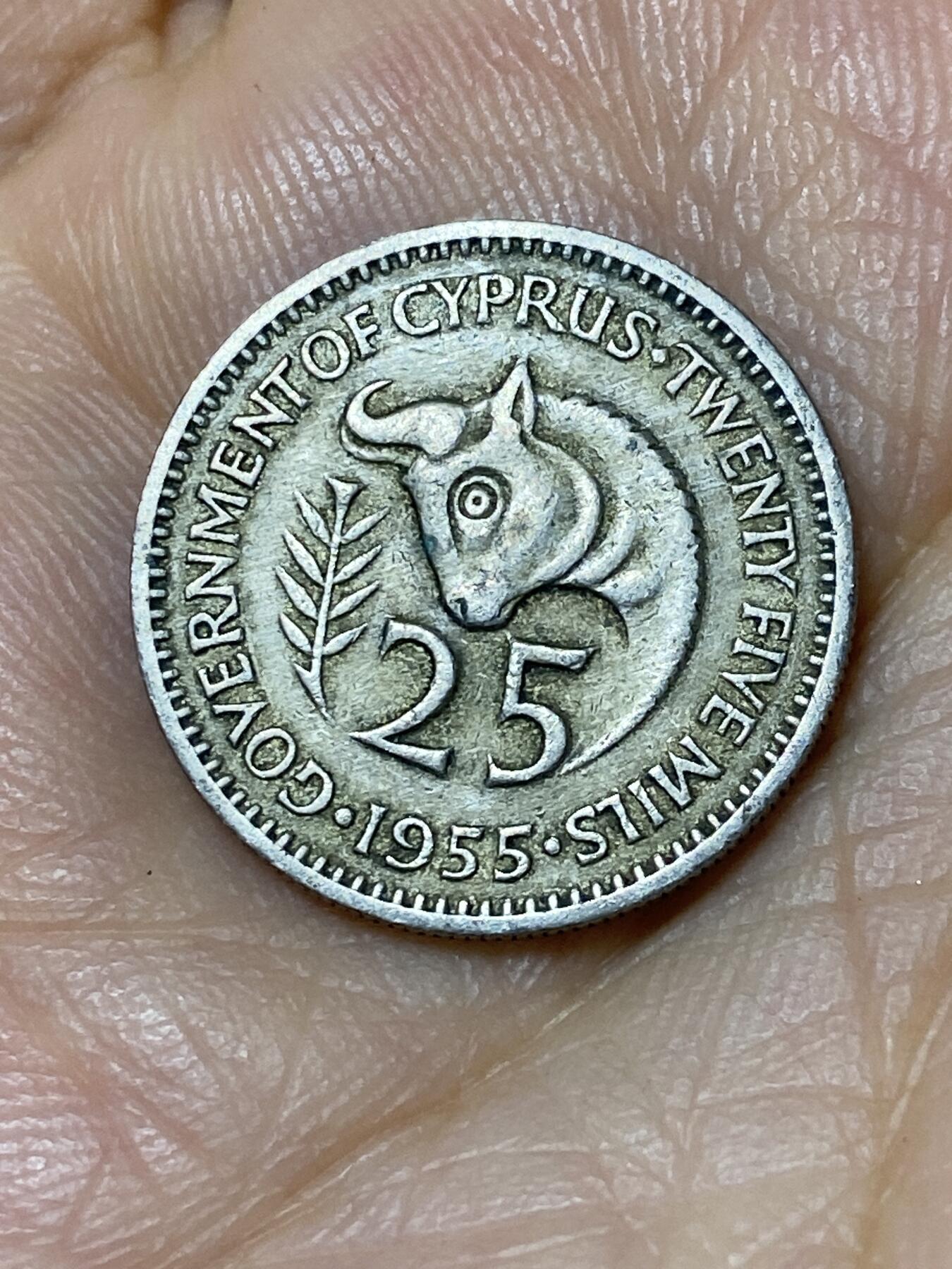 2025年第九十六场(总第一百二十二场）外国好品散币(免佣金) 英属塞浦路斯1955单年份25米尔(伊丽莎白二世青年带冠)