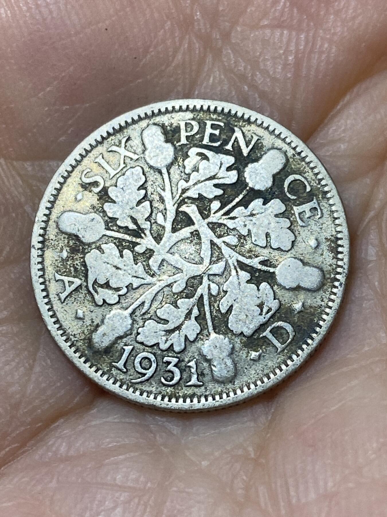 2025年第九十六场(总第一百二十二场）外国好品散币(免佣金) 英国🇬🇧1931年6便士银币(乔治五世第五版，500银)