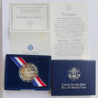 巨藏钱币首秀-古今中外钱币套装专场 美国1993年半圆精制银币原盒