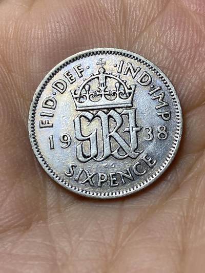 2025年第九十六场(总第一百二十二场）外国好品散币(免佣金) - 英国🇬🇧1938年6便士银币(乔治六世第一版，500银)