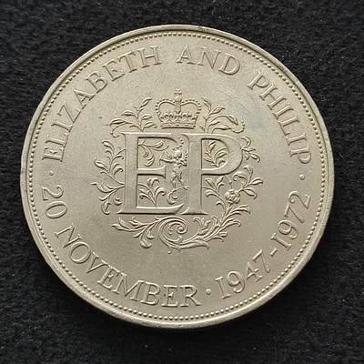 【全场包邮】纯粹捡漏拍462场 - 英国1972年1克朗女王银婚克朗型纪念币