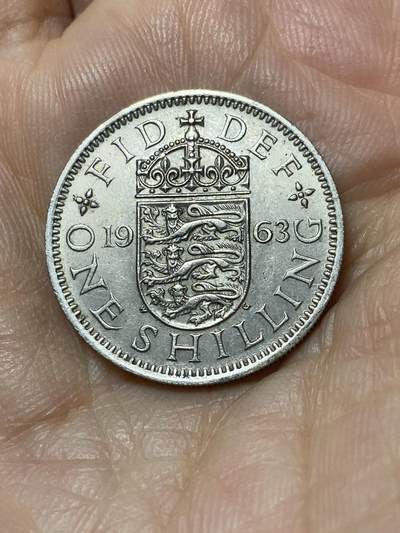 2025年第九十六场(总第一百二十二场）外国好品散币(免佣金) - 英国🇬🇧1963年1先令(伊丽莎白二世青年桂冠，英格兰盾徽第二版)