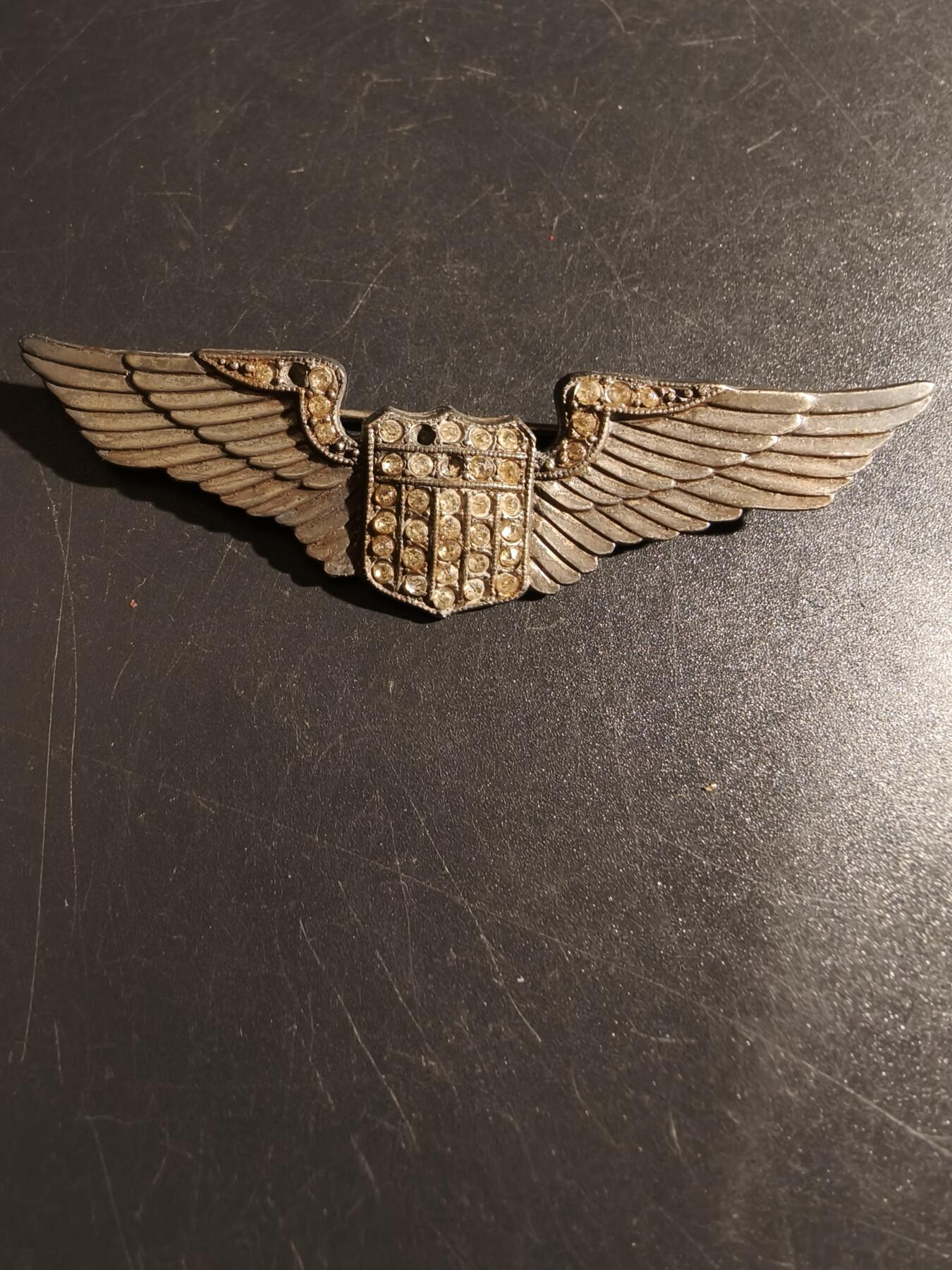 老王徽章第151期 美国二战陆军航空兵飞行员技能章     二战时期横针版    珠宝商定制镶嵌水钻     3英寸