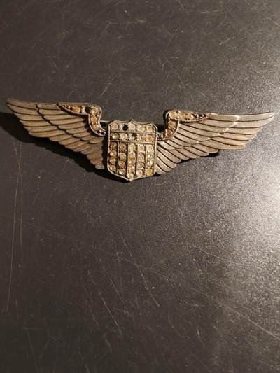 老王徽章第151期 - 美国二战陆军航空兵飞行员技能章     二战时期横针版    珠宝商定制镶嵌水钻     3英寸